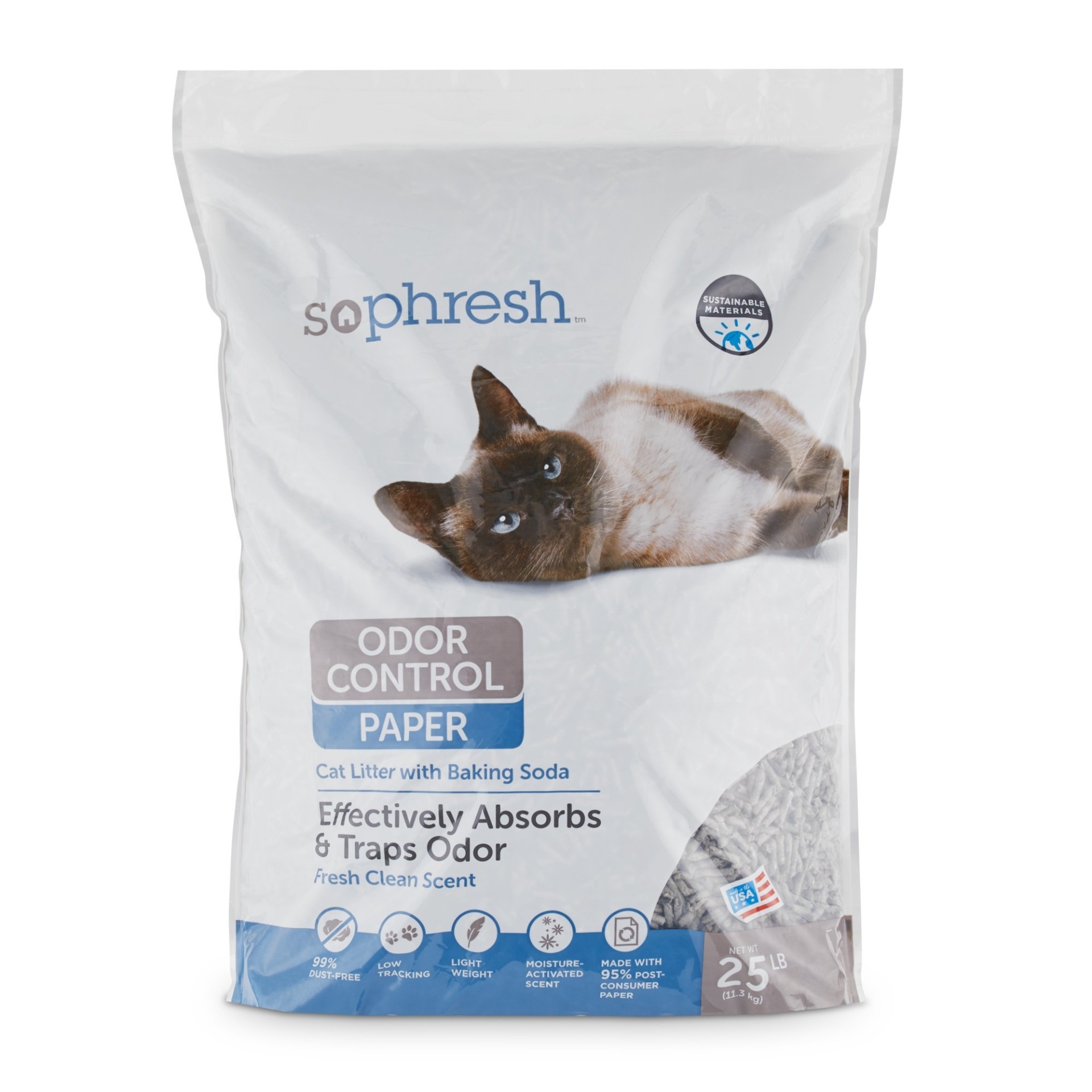 slide 1 of 1, So Phresh Odor Control Paper Pellet Cat Litter, 25 lb