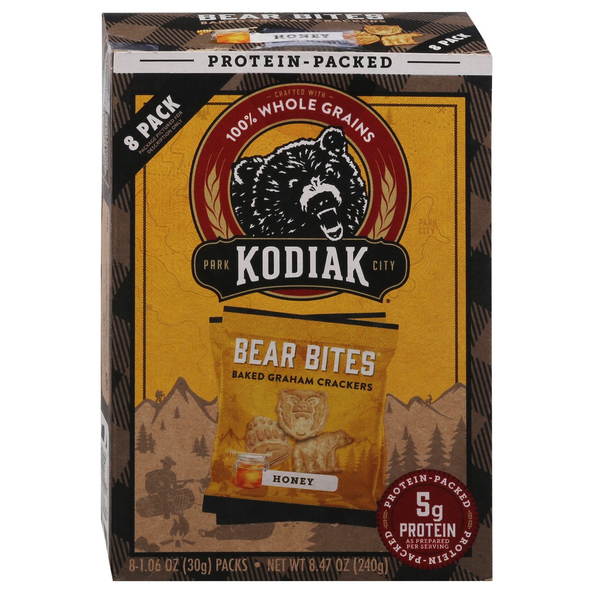 slide 12 of 16, Kodiak Cakes Bear Bites Honey Graham Crackers 8 - 1.06 oz Packs, 8 ct