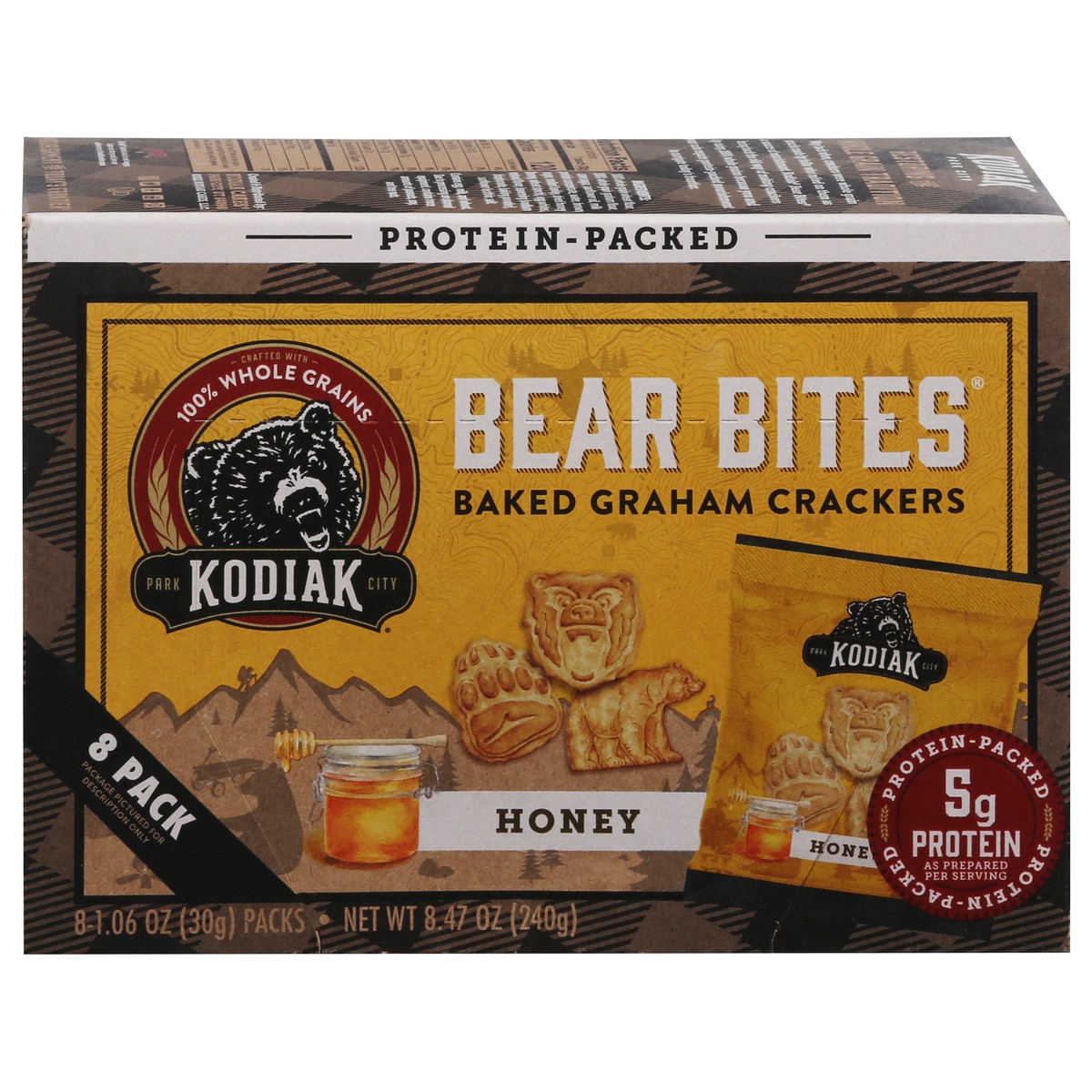 slide 14 of 16, Kodiak Cakes Bear Bites Honey Graham Crackers 8 - 1.06 oz Packs, 8 ct