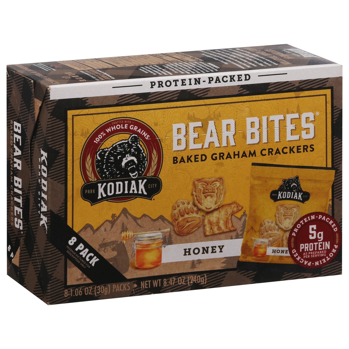 slide 15 of 16, Kodiak Cakes Bear Bites Honey Graham Crackers 8 - 1.06 oz Packs, 8 ct