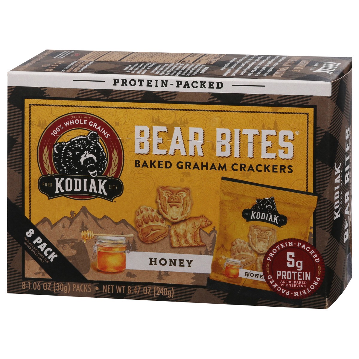 slide 3 of 16, Kodiak Cakes Bear Bites Honey Graham Crackers 8 - 1.06 oz Packs, 8 ct