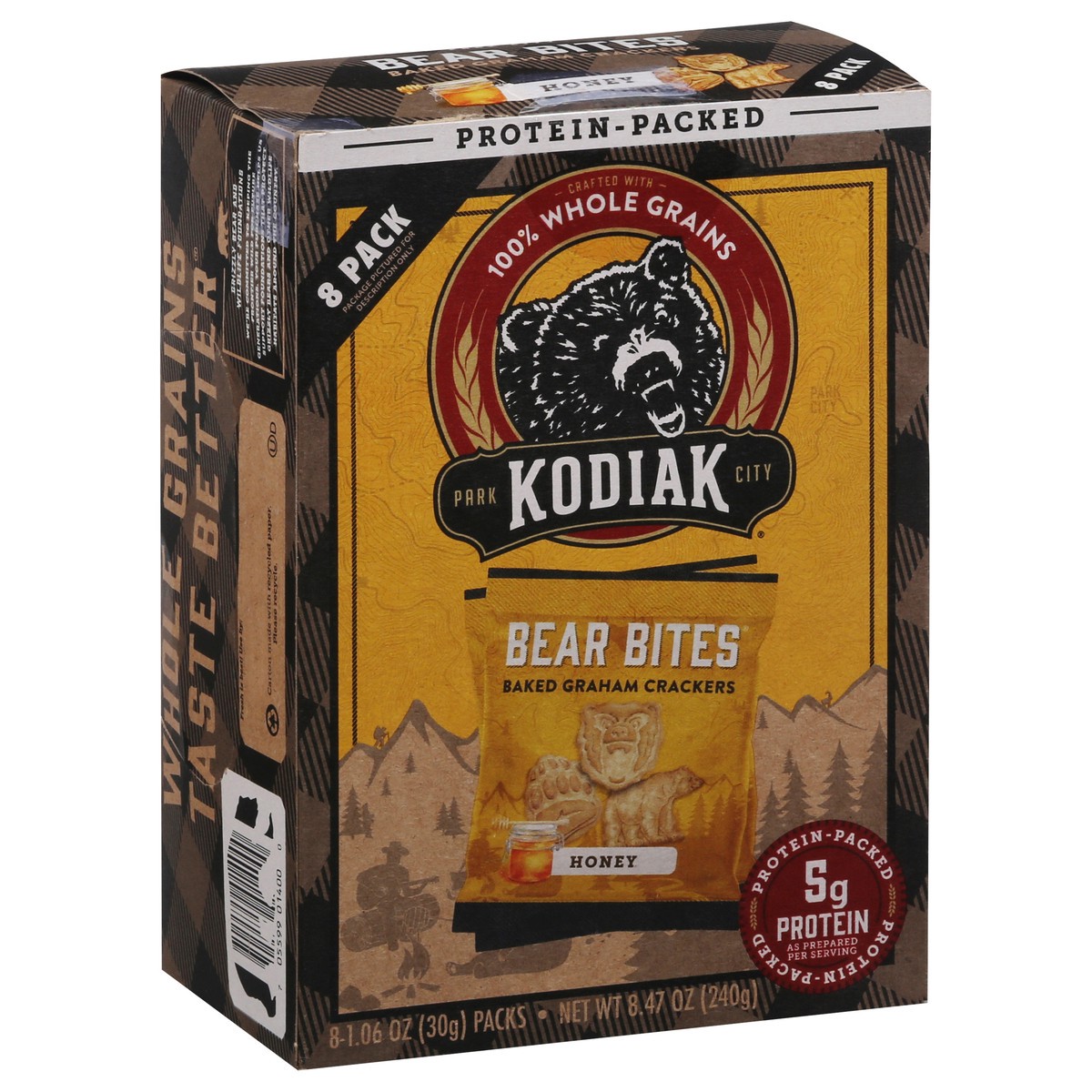 slide 5 of 16, Kodiak Cakes Bear Bites Honey Graham Crackers 8 - 1.06 oz Packs, 8 ct