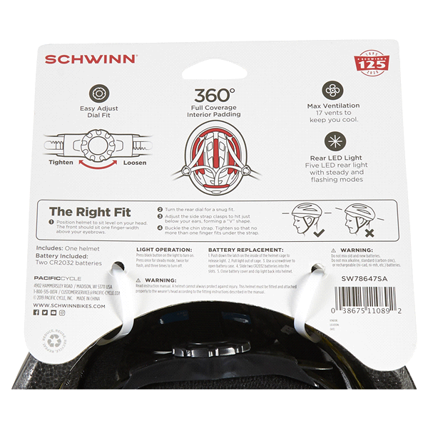 slide 2 of 5, Schwinn Beam Adult Lighted Bike Helmet 1 ea, 1 ct