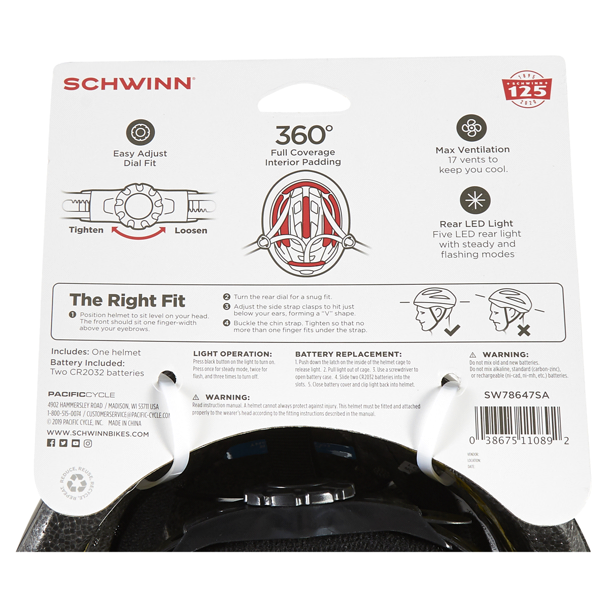 slide 5 of 5, Schwinn Beam Adult Lighted Bike Helmet 1 ea, 1 ct