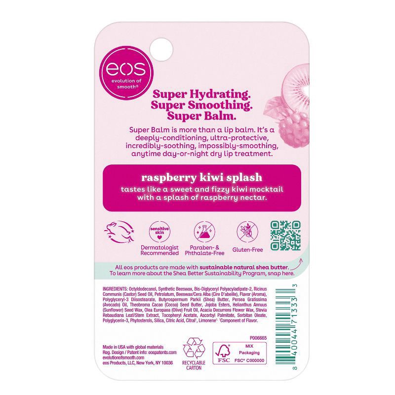slide 7 of 7, eos 24H Moisture Super Balm - Raspberry Kiwi Splash - 0.35 fl oz, 0.35 fl oz