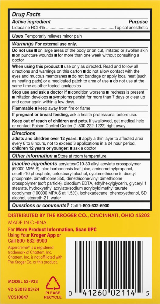 slide 4 of 5, Kroger Lidocaine Roll On, 2.5 oz