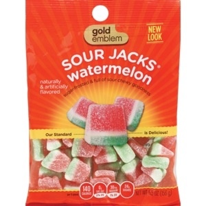 slide 1 of 1, CVS Gold Emblem Sour Jacks Watermelon Gummy Candy, 5.5 oz