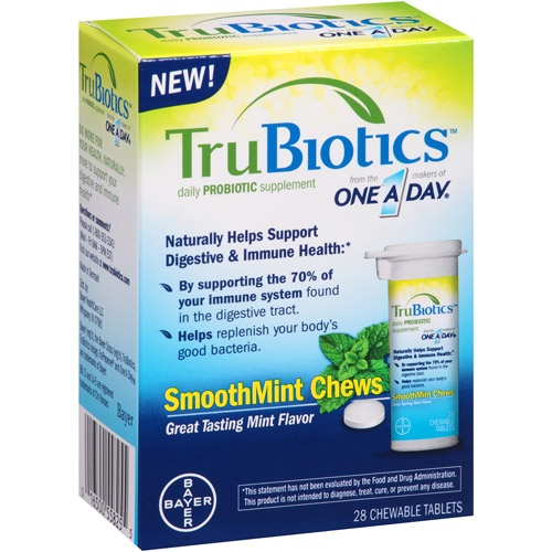 slide 1 of 1, TruBiotics Probiotic Nutritional Smooth Mint Supplement Chews, 28 ct