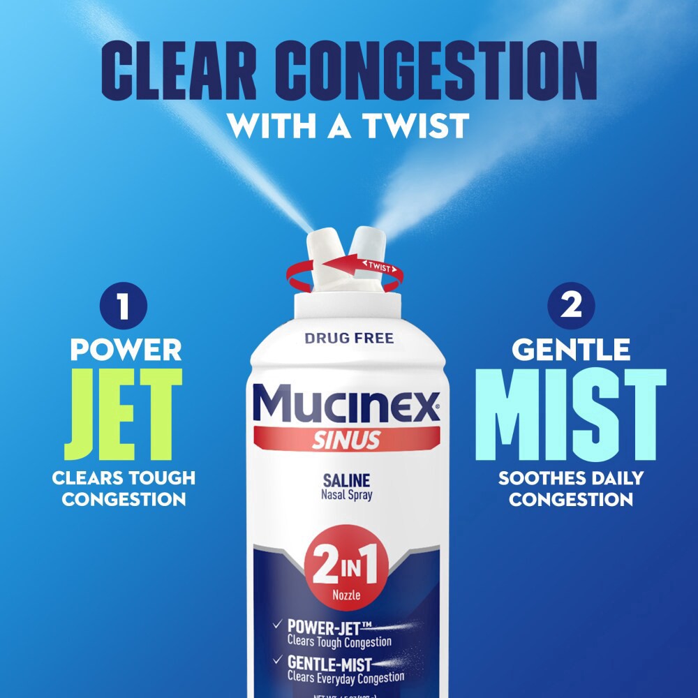 slide 6 of 6, Mucinex Sinus Saline Nasal Spray & Sinus Rinse, 4.5 fl oz