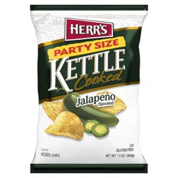 Herr's Party Size Kettle Cooked Jalapeno Flavored Potato Chips 13 oz