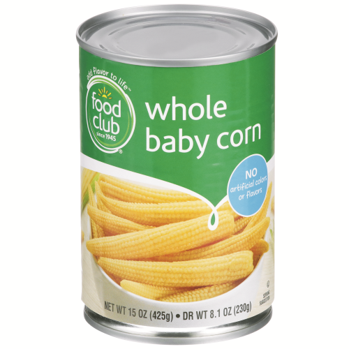 slide 1 of 1, Food Club Whole Baby Corn, 15 oz