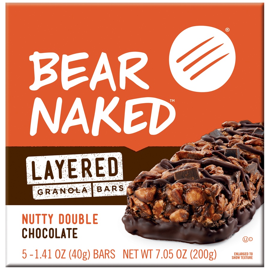 slide 1 of 2, Bear Naked 100% Layered Nutty Double Chocolate Granola Bars, 7.05 oz