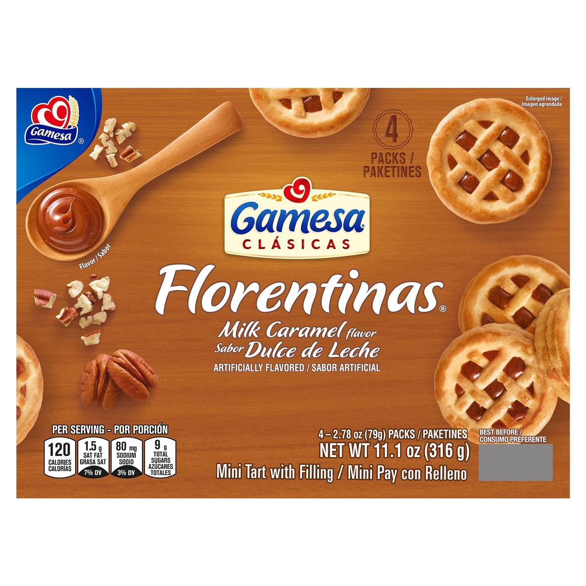 slide 1 of 1, Gamesa Clasicas Florentinas Milk Caramel Flavor 11.1 Oz 4 Count, 4 ct