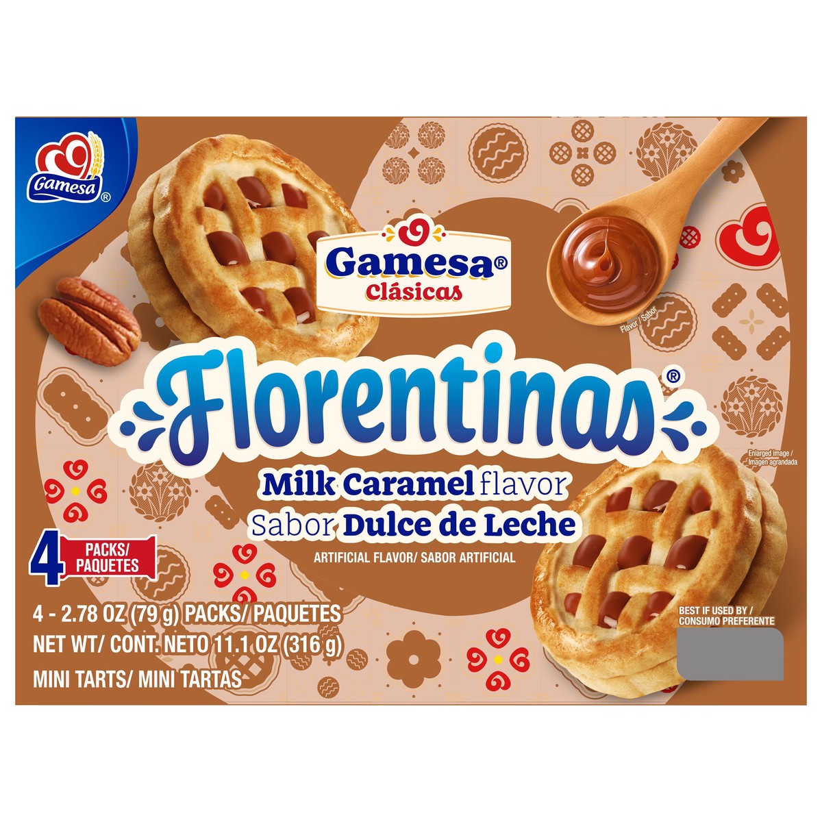 slide 1 of 1, Gamesa Florentinas Mini Tarts Milk Caramel Artificial Flavor 11.1 Oz, 4 Count, 4 ct