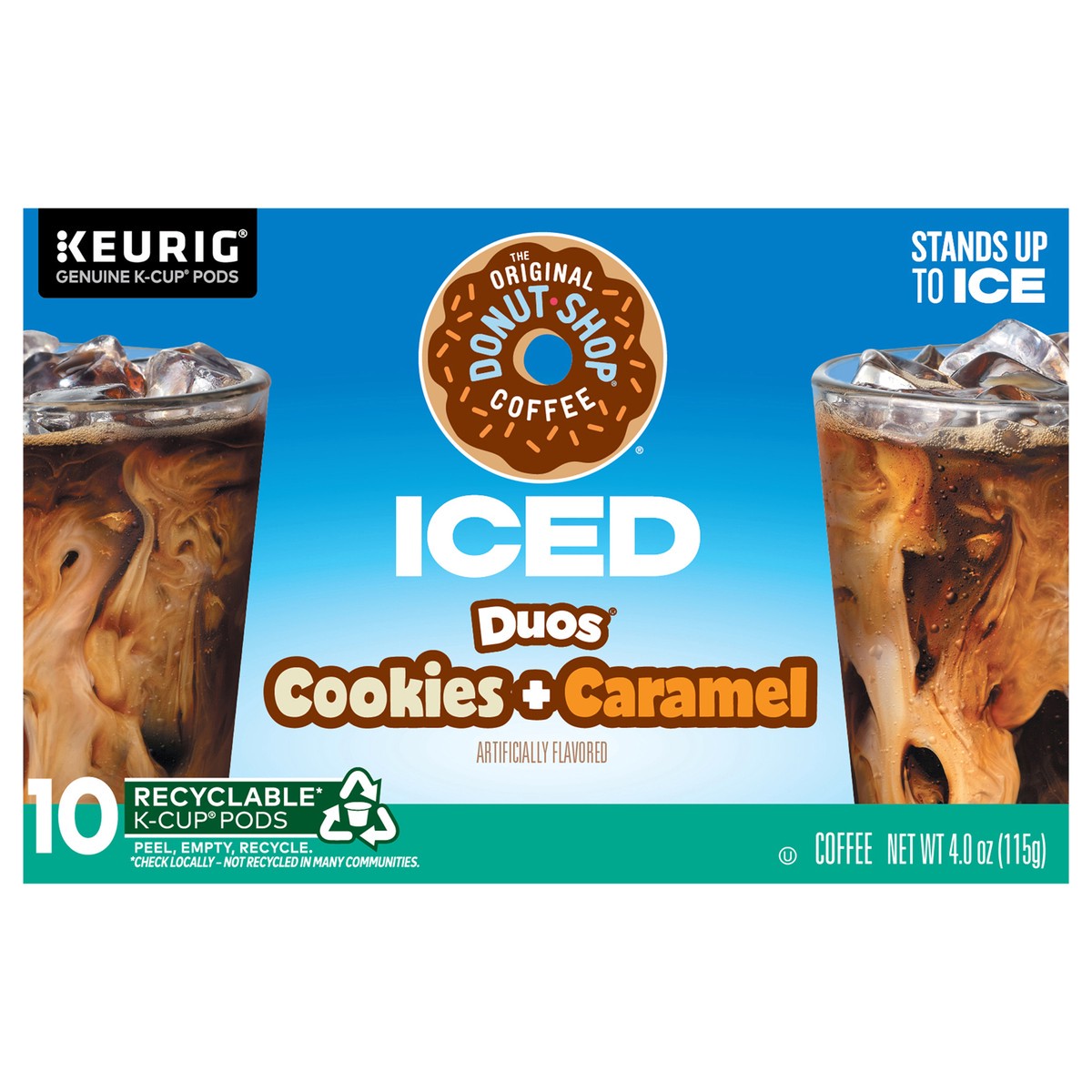 slide 9 of 10, The Original Donut Shop ICED Duos Cookies + Caramel Coffee, Keurig Single Serve K-Cup Pods- 10 ct, 10 ct