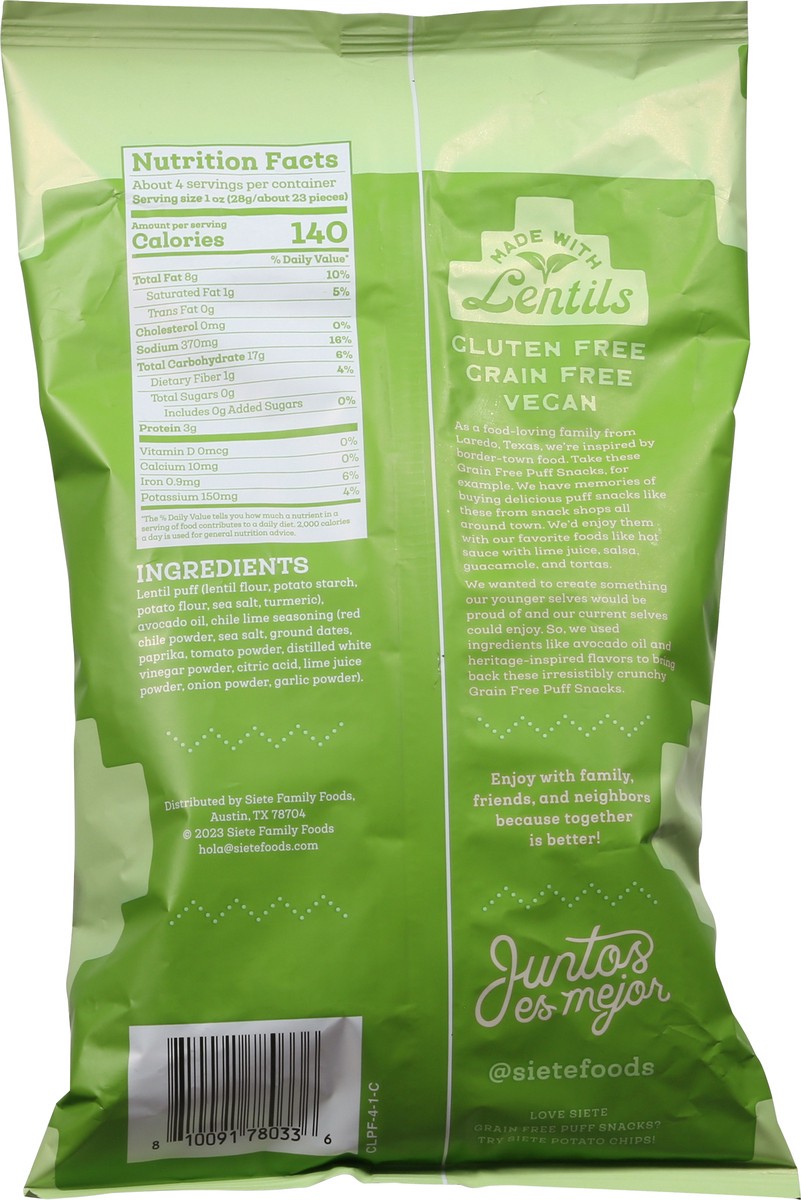 slide 4 of 13, Siete Grain Free Chile Lime Puff Snacks 4 oz, 4 oz