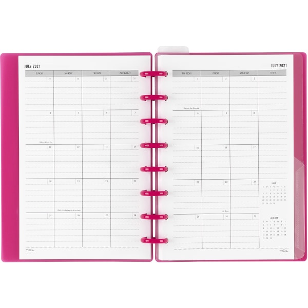 slide 3 of 4, TUL Discbound Weekly/Monthly Student Planner, Junior Size, Pink, July 2021 To June 2022, 1 ct