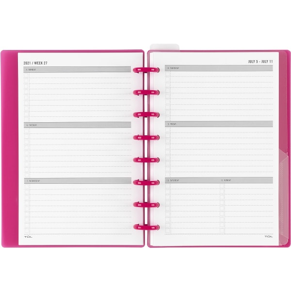 slide 4 of 4, TUL Discbound Weekly/Monthly Student Planner, Junior Size, Pink, July 2021 To June 2022, 1 ct