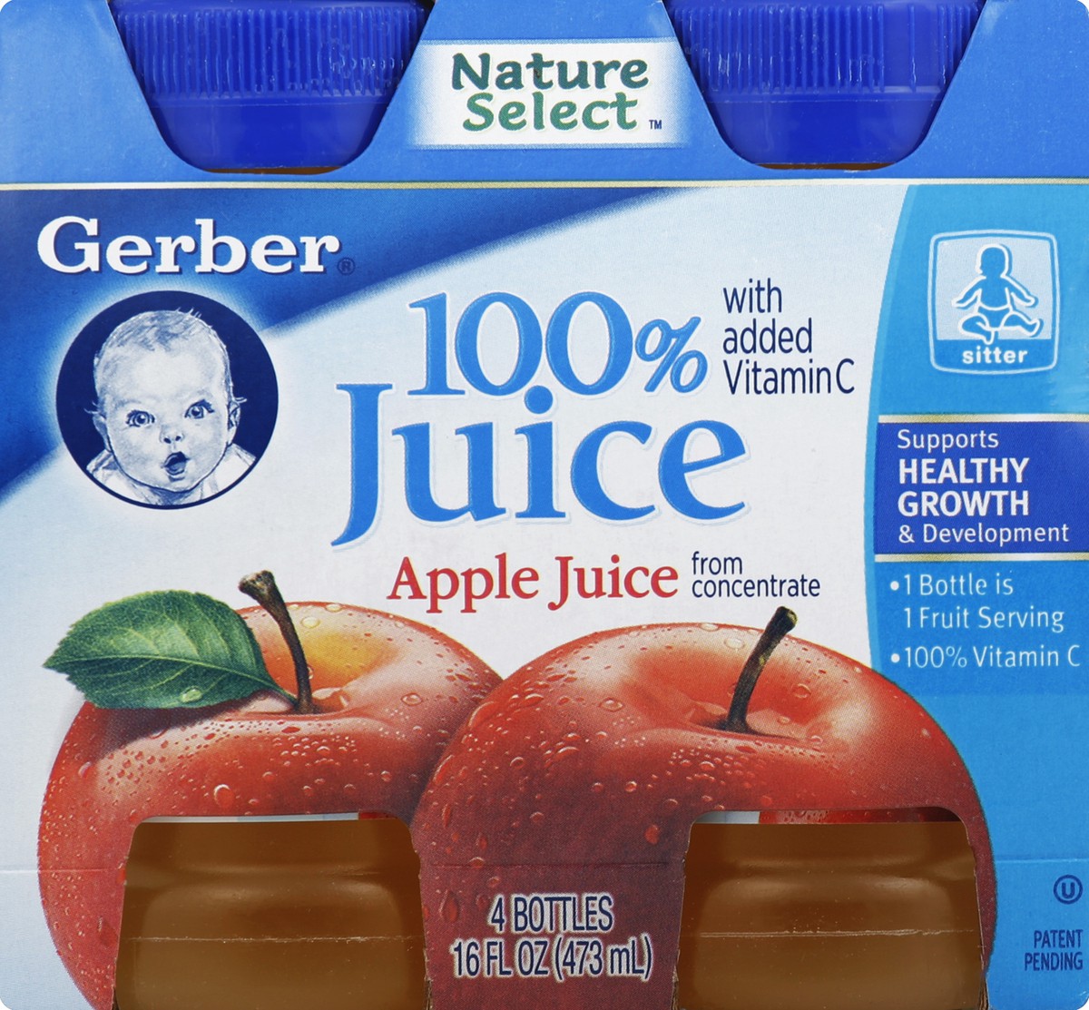 slide 4 of 5, Gerber Apple Juice, 4 ct; 4 fl oz