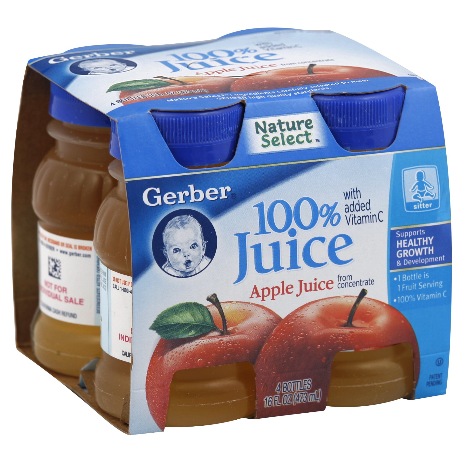 slide 1 of 5, Gerber Apple Juice, 4 ct; 4 fl oz