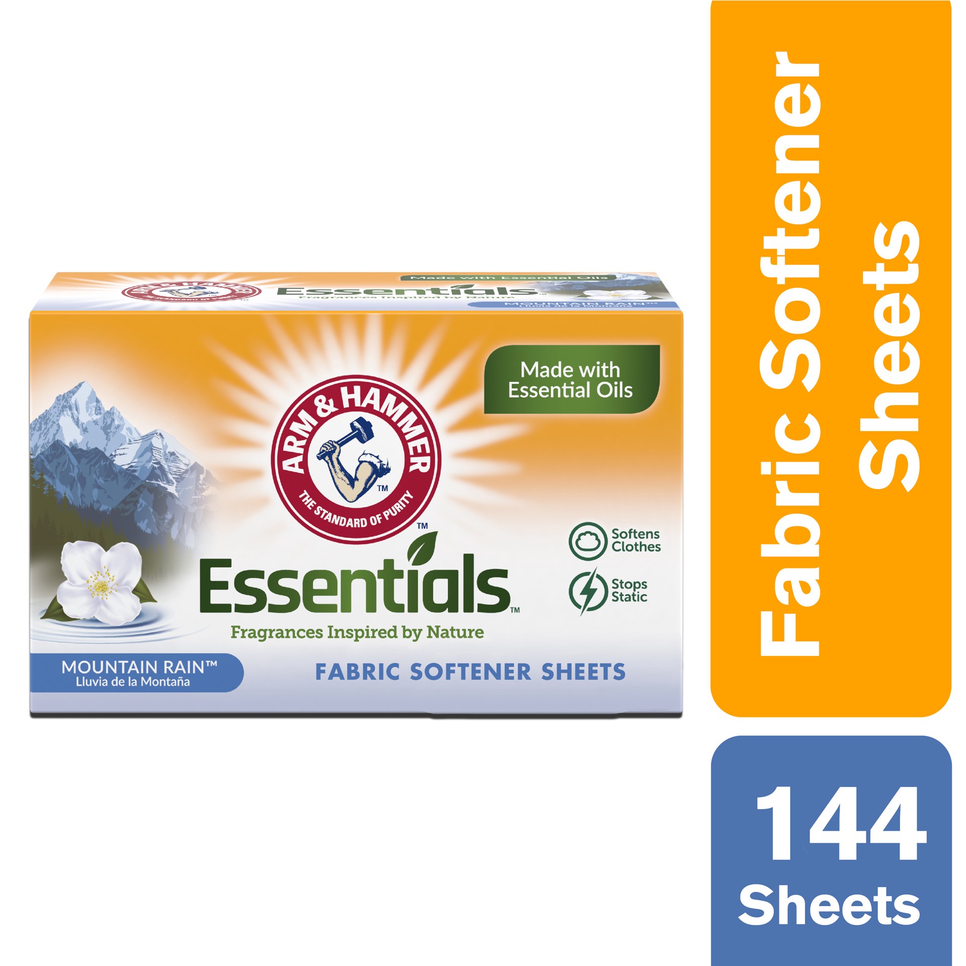 slide 2 of 4, ARM & HAMMER Fabric Softener Sheets, Mountain Rain 144ct, 144 ct