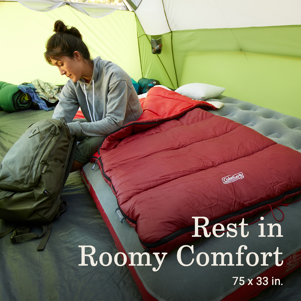 slide 6 of 17, Coleman Flatlands Sleeping Bag - Mahogany, 1 ct