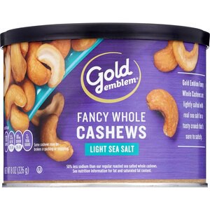 slide 1 of 1, Gold Emblem Fancy Whole Cashews Lightly Salted, 8 Oz, 1 ct