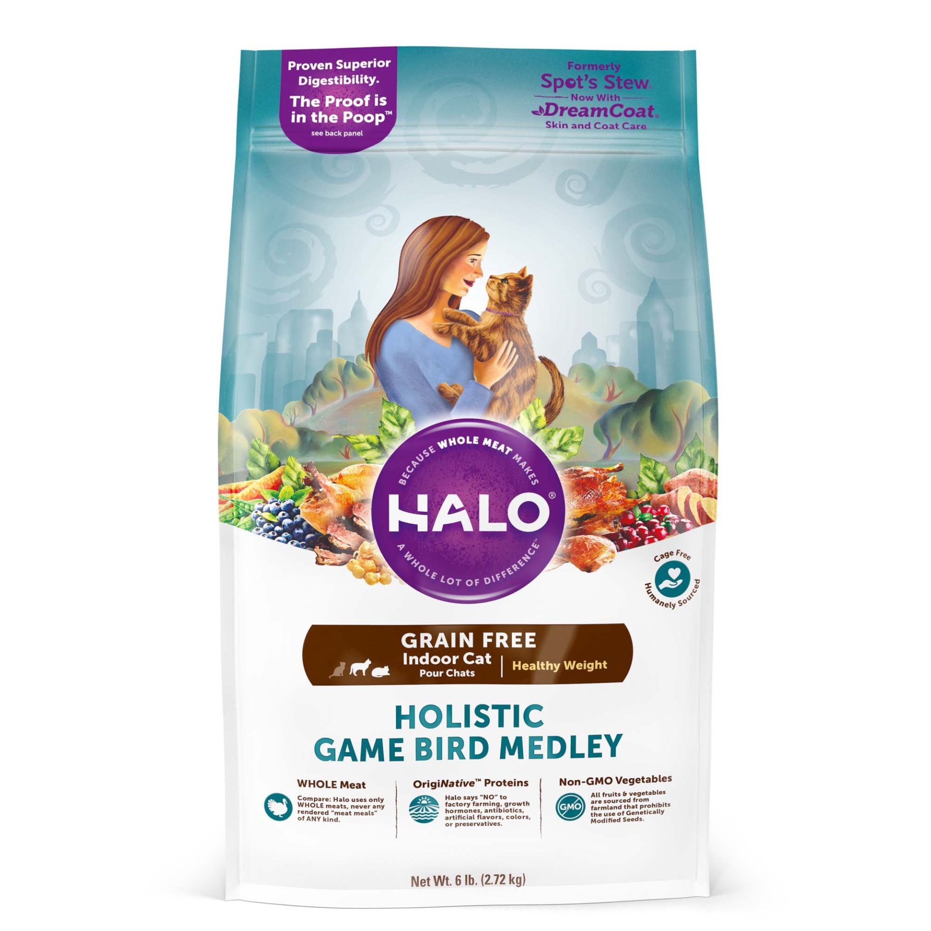 slide 1 of 1, Halo Healthy Weight Grain Free Holistic Game Bird Medley Dry Cat Food, 6 lb
