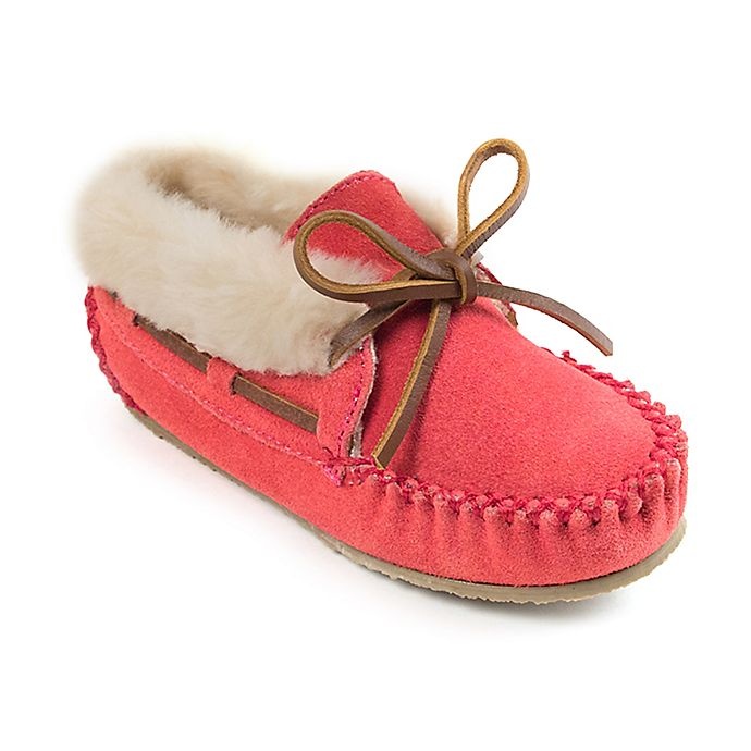 slide 1 of 3, Minnetonka Size 9 Charley Kid's Pull On Slipper - Hot Pink, 1 ct