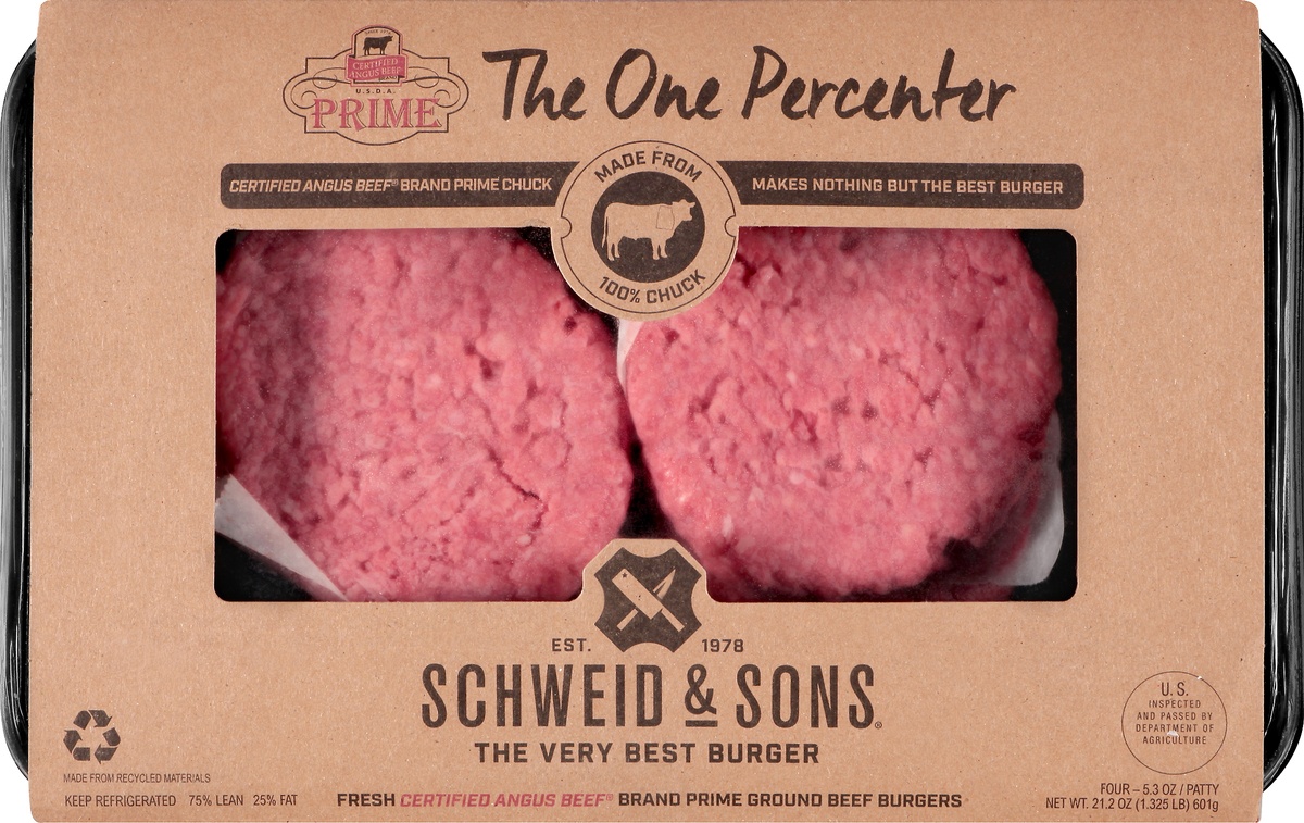 slide 9 of 10, Schweid & Sons Certified Angus Beef Prime Patties, 21.2 oz