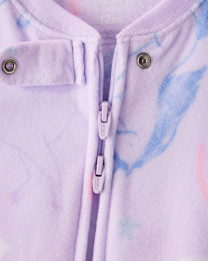 slide 2 of 3, Carter's Carters Toddler Girl Unicorn Print Loose Fit Long-Sleeve 2-Way Zip 1-Piece Pajamas - Purple Purple 5T, 1 ct