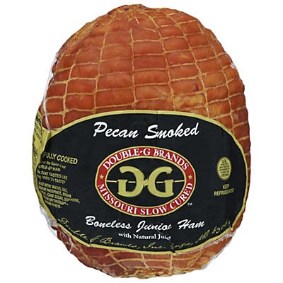 slide 1 of 1, Double G Pecan Smoked Boneless Junior Ham, per lb