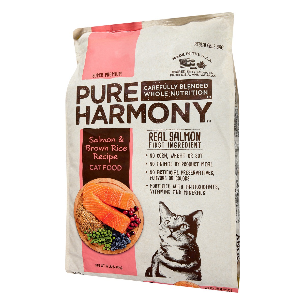 slide 7 of 9, Pure Harmony Super Premium Salmon & Brown Rice Recipe Cat Food 12 lb, 12 lb