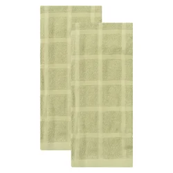 Room & Retreat 2pk Solid Kitchen Towel Eucalyptus, 18 in x 28 in