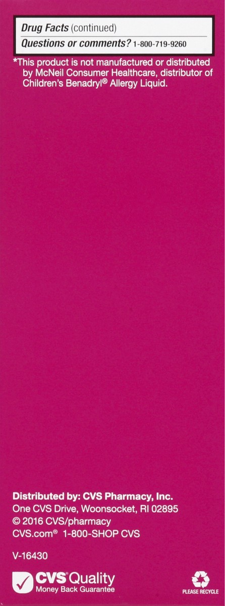 slide 12 of 12, CVS Health Children's Allergy Relief; Diphenhydramine Hydrochloride Oral Solution, Cherry Flavor, 8 Oz, 8 oz