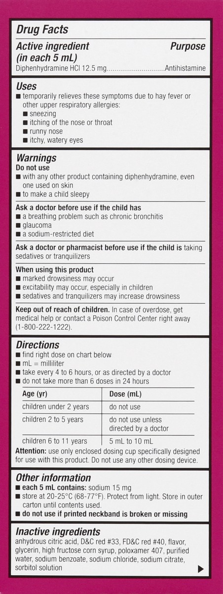 slide 6 of 12, CVS Health Children's Allergy Relief; Diphenhydramine Hydrochloride Oral Solution, Cherry Flavor, 8 Oz, 8 oz