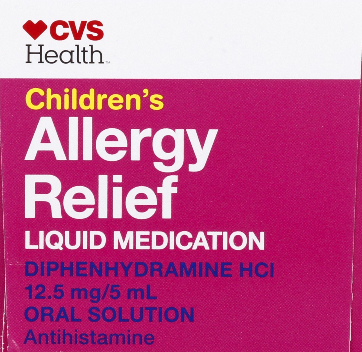 slide 11 of 12, CVS Health Children's Allergy Relief; Diphenhydramine Hydrochloride Oral Solution, Cherry Flavor, 8 Oz, 8 oz