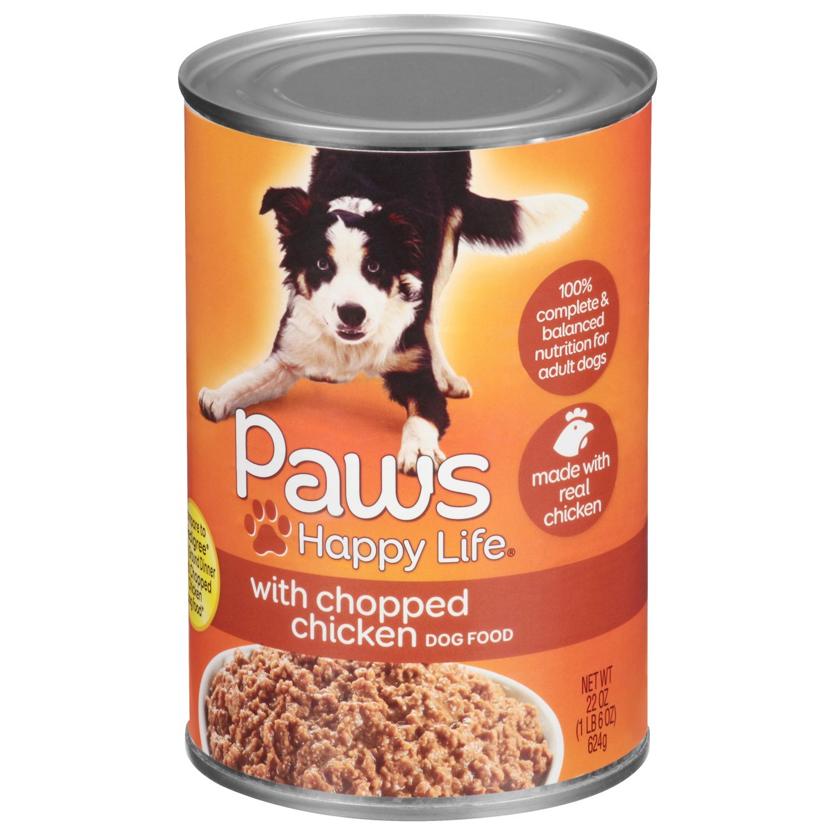 slide 2 of 9, Paws Happy Life Chopped Chicken Dog Food 22 lb, 22 oz