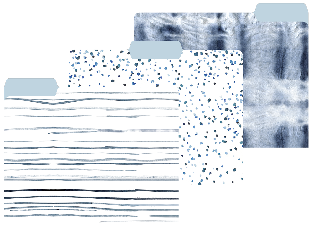 slide 1 of 1, U Brands Indigo Vibes File Folders, 6 ct