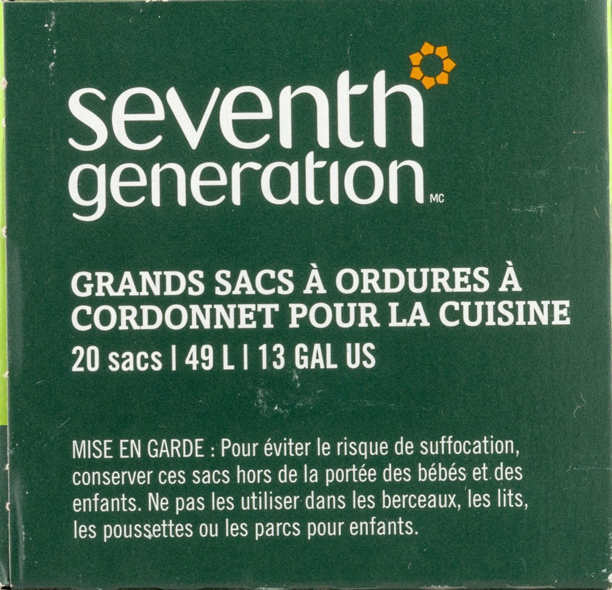 slide 6 of 9, Seventh Generation Kitchen Trash Bags With Drawstring, 20 ct