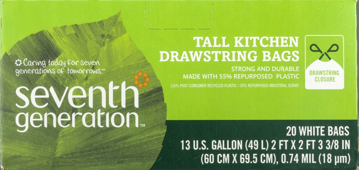 slide 8 of 9, Seventh Generation Kitchen Trash Bags With Drawstring, 20 ct