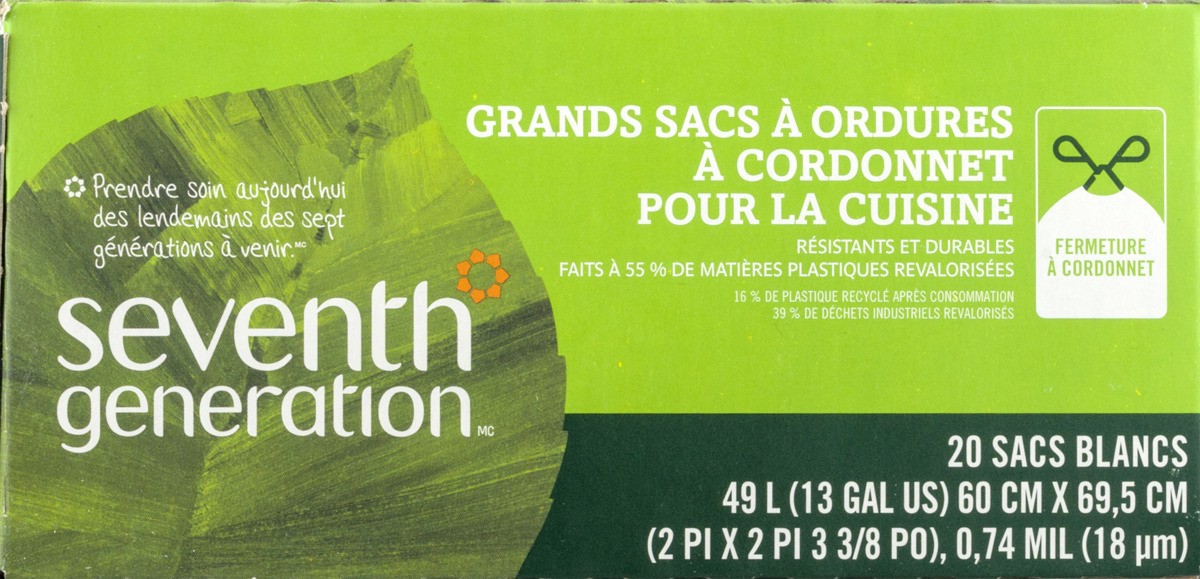 slide 9 of 9, Seventh Generation Kitchen Trash Bags With Drawstring, 20 ct