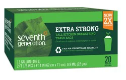 Seventh Generation Kitchen Garbage Bags Extra Strong, 13 Gallon, 20 Count