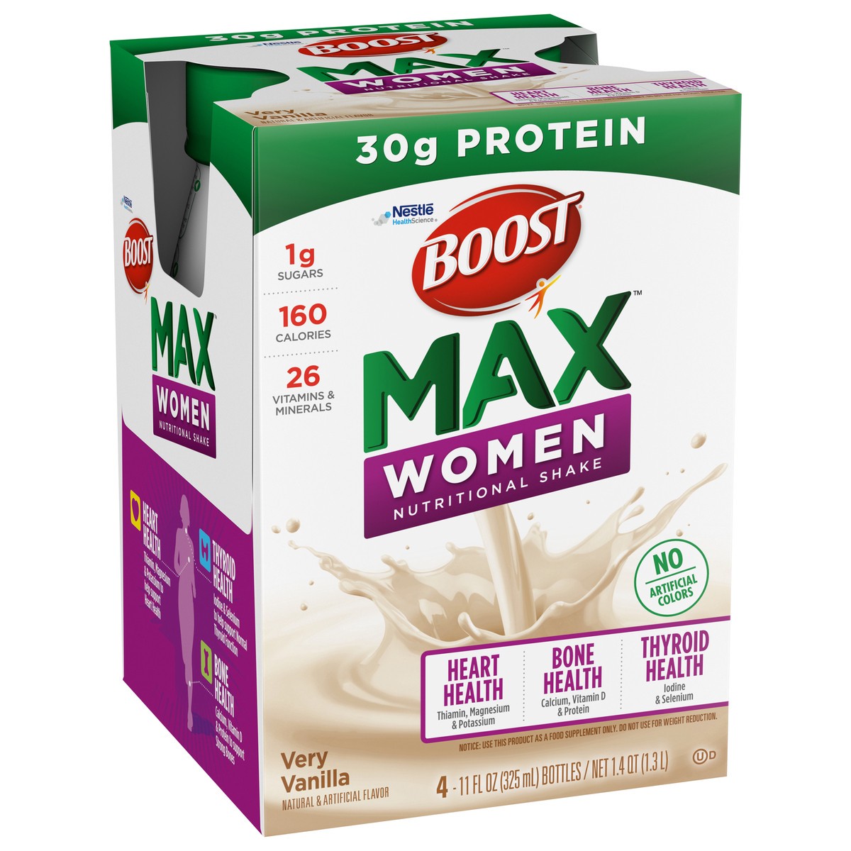 slide 5 of 11, Boost Max Women Ready to Drink Nutritional Shake, Very Vanilla, 4 - 11 FL OZ Bottles, 11 fl oz