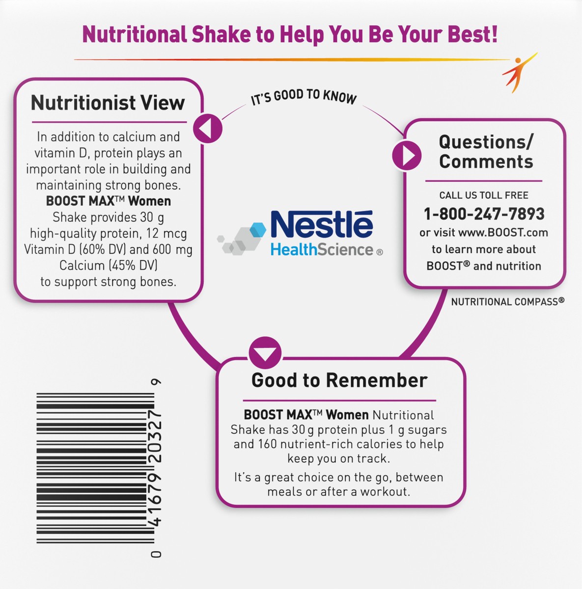 slide 11 of 11, Boost Max Women Ready to Drink Nutritional Shake, Very Vanilla, 4 - 11 FL OZ Bottles, 11 fl oz