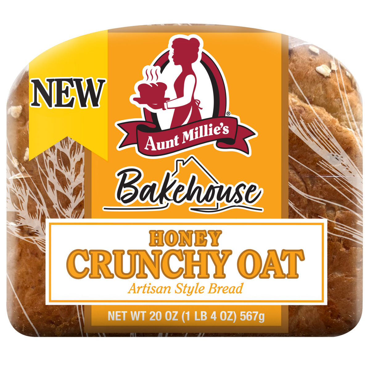 slide 3 of 8, Aunt Millie's Bakehouse Artisan Style Honey Crunchy Oat Bread 20 oz, 20 oz