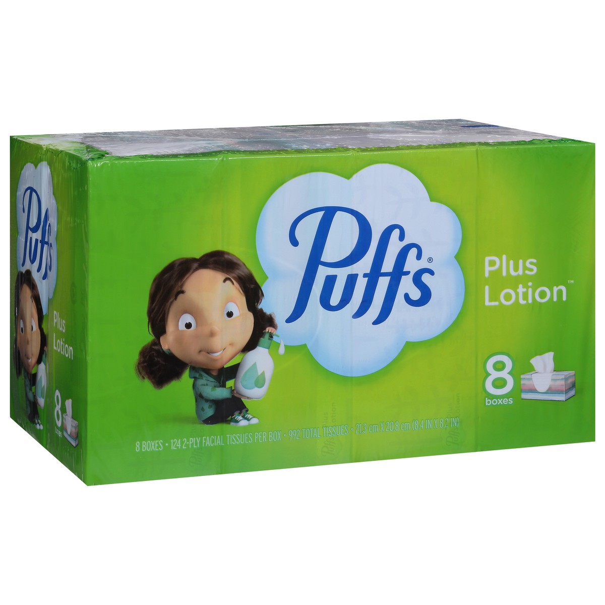 slide 8 of 9, Puffs Plus Lotion Facial Tissue, 8 Family Boxes, 124 Tissues Per Box, 8 ct