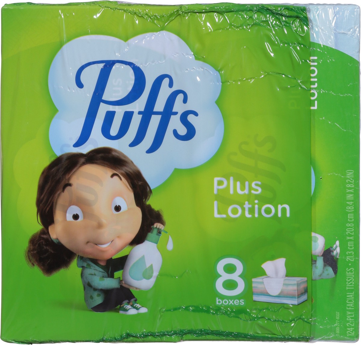 slide 5 of 9, Puffs Plus Lotion Facial Tissue, 8 Family Boxes, 124 Tissues Per Box, 8 ct