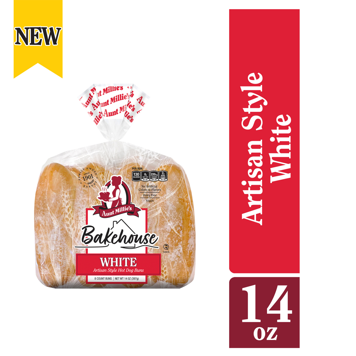 slide 1 of 8, Aunt Millie's Bakehouse Artisan Style White Hot Dog Buns 8 ct, 8 ct