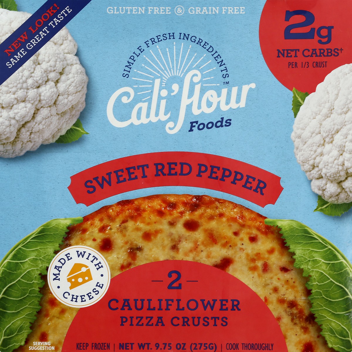 slide 1 of 9, Cali'flour Foods Sweet Red Pepper Cauliflower Pizza Crust 2 ea, 2 ct